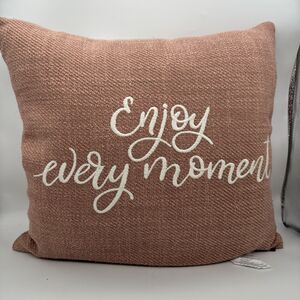 Decorative 'Enjoy Every Moment' Blush Pink Throw Pillow Modern‎ Home Decor